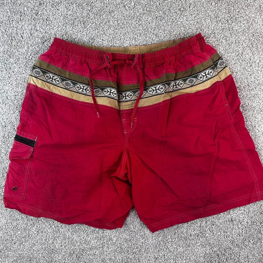 Speedo Swim Trunks Mens XL Cargo Pocket Tribal Waist Board Southwest VTG READ - Picture 1 of 10
